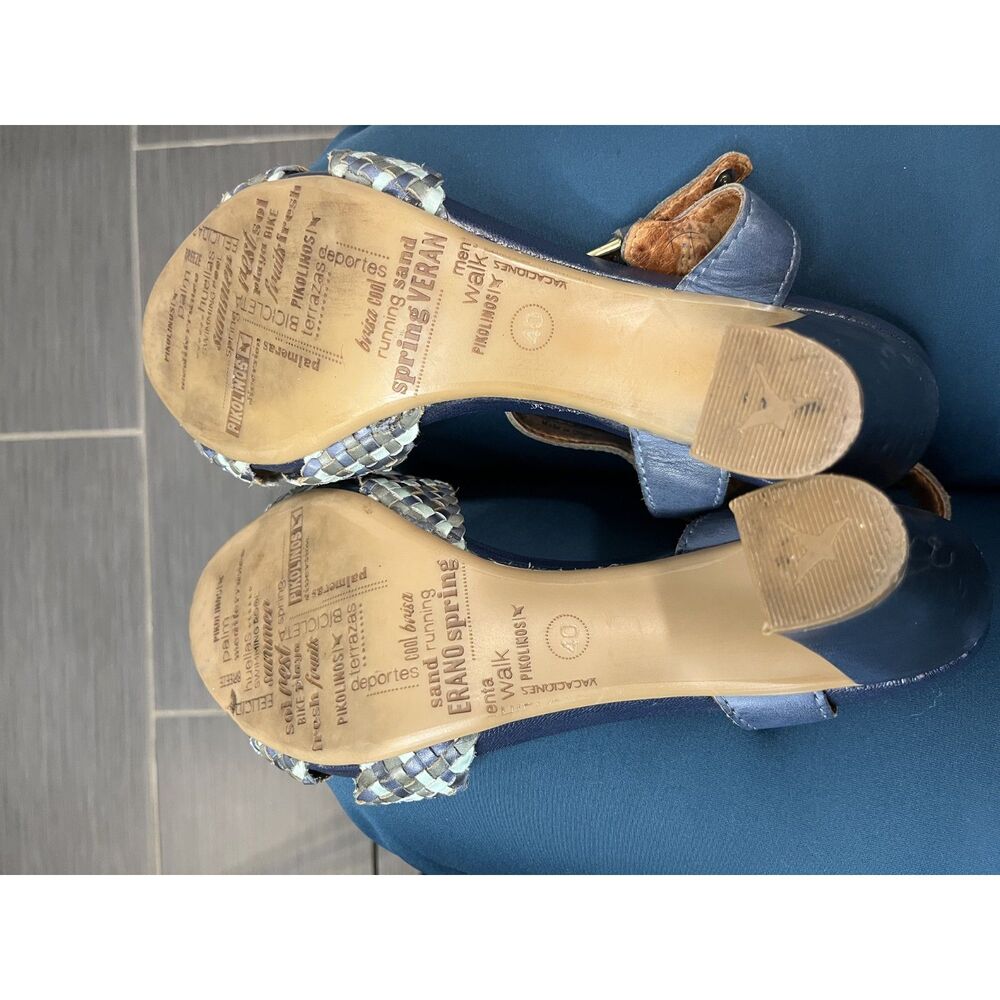 Pikolinos Blue Woven Leather Heeled Sandals Size EU 40 - Picture 4 of 8